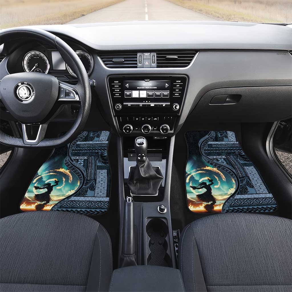 Samoan Siapo Motif and Siva Afi Dance Car Mats LT03 Set 2pcs - Front Blue - Polynesian Pride