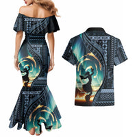 Samoan Siapo Motif and Siva Afi Dance Couples Matching Mermaid Dress and Hawaiian Shirt LT03 - Polynesian Pride