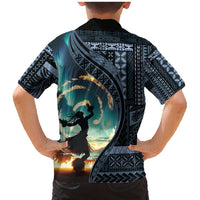 Samoan Siapo Motif and Siva Afi Dance Family Matching Mermaid Dress and Hawaiian Shirt LT03 - Polynesian Pride