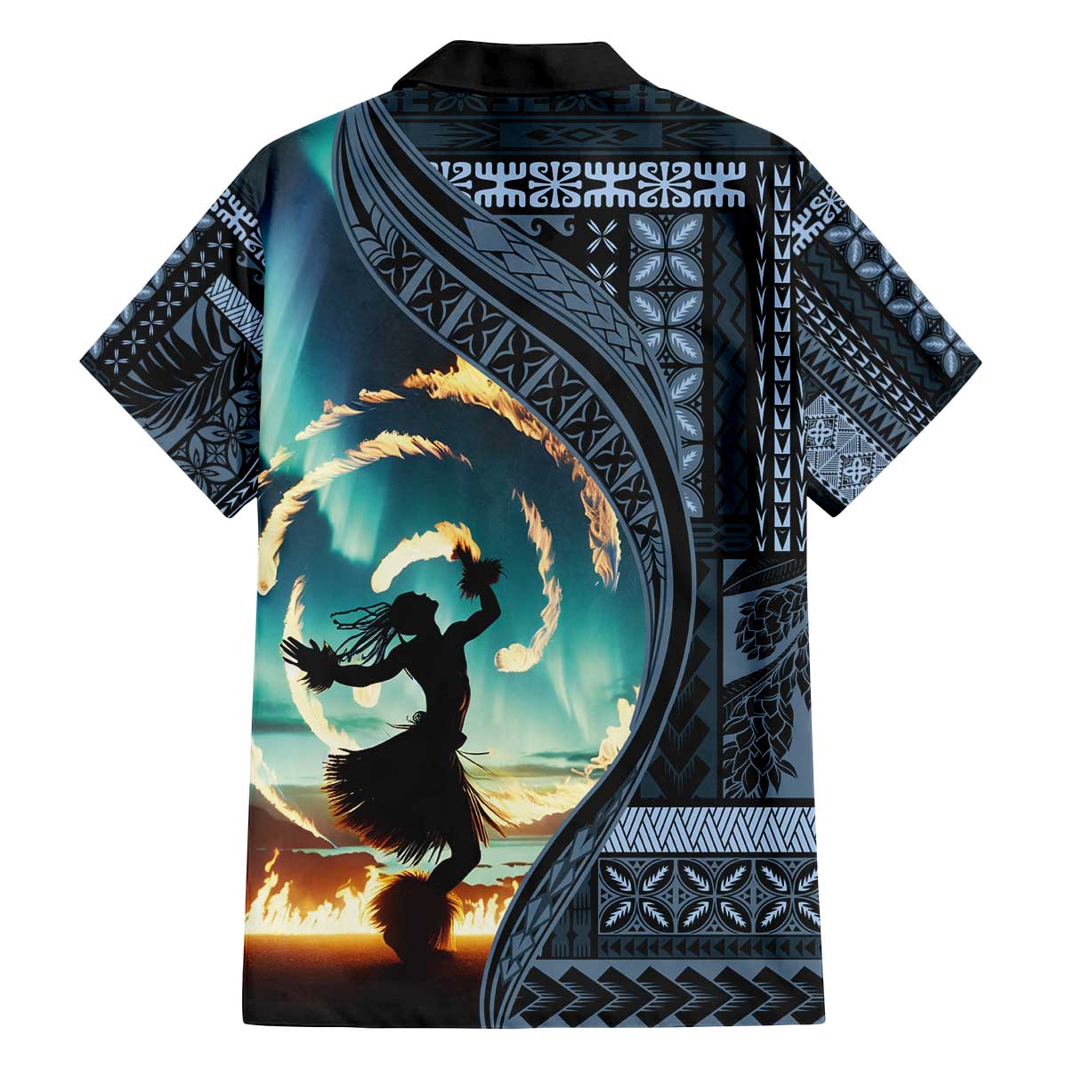 Samoan Siapo Motif and Siva Afi Dance Family Matching Off The Shoulder Long Sleeve Dress and Hawaiian Shirt LT03 - Polynesian Pride