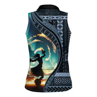 Samoan Siapo Motif and Siva Afi Dance Women Sleeveless Polo Shirt LT03 - Polynesian Pride