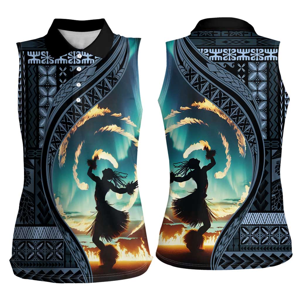 Samoan Siapo Motif and Siva Afi Dance Women Sleeveless Polo Shirt LT03 - Polynesian Pride
