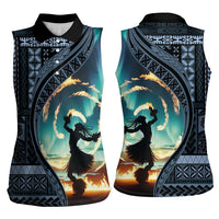 Samoan Siapo Motif and Siva Afi Dance Women Sleeveless Polo Shirt LT03 - Polynesian Pride