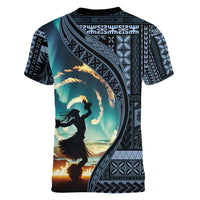 Samoan Siapo Motif and Siva Afi Dance Women V-Neck T-Shirt LT03 - Polynesian Pride