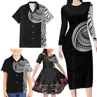 Samoan Art Tattoo Polynesian Pattern Family Matching Long Sleeve Bodycon Dress and Hawaiian Shirt LT03 - Polynesian Pride