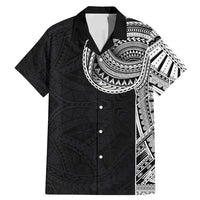Samoan Art Tattoo Polynesian Pattern Family Matching Mermaid Dress and Hawaiian Shirt LT03 Dad's Shirt - Short Sleeve Black - Polynesian Pride