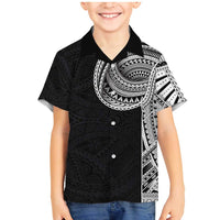 Samoan Art Tattoo Polynesian Pattern Family Matching Mermaid Dress and Hawaiian Shirt LT03 Son's Shirt Black - Polynesian Pride
