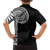 Samoan Art Tattoo Polynesian Pattern Family Matching Off The Shoulder Long Sleeve Dress and Hawaiian Shirt LT03 - Polynesian Pride