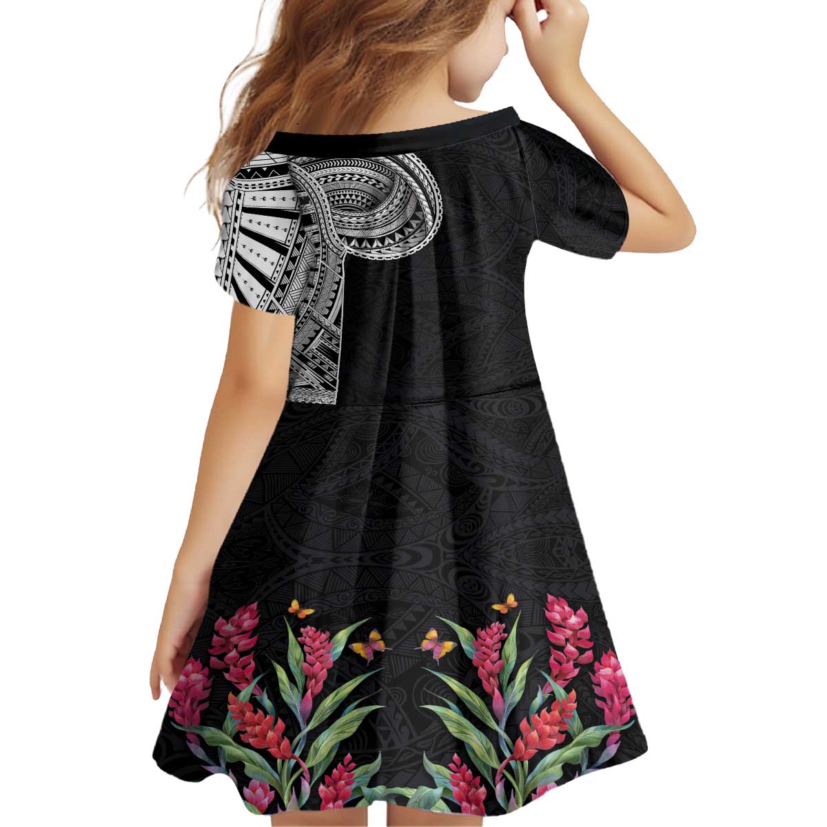 Samoan Art Tattoo Polynesian Pattern Family Matching Off The Shoulder Long Sleeve Dress and Hawaiian Shirt LT03 - Polynesian Pride