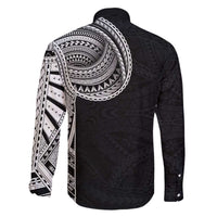 Samoan Art Tattoo Polynesian Pattern Family Matching Off The Shoulder Long Sleeve Dress and Hawaiian Shirt LT03 - Polynesian Pride