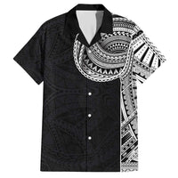 Samoan Art Tattoo Polynesian Pattern Family Matching Short Sleeve Bodycon Dress and Hawaiian Shirt LT03 Dad's Shirt - Short Sleeve Black - Polynesian Pride