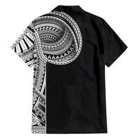 Samoan Art Tattoo Polynesian Pattern Family Matching Short Sleeve Bodycon Dress and Hawaiian Shirt LT03 - Polynesian Pride