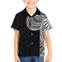 Samoan Art Tattoo Polynesian Pattern Family Matching Short Sleeve Bodycon Dress and Hawaiian Shirt LT03 Son's Shirt Black - Polynesian Pride