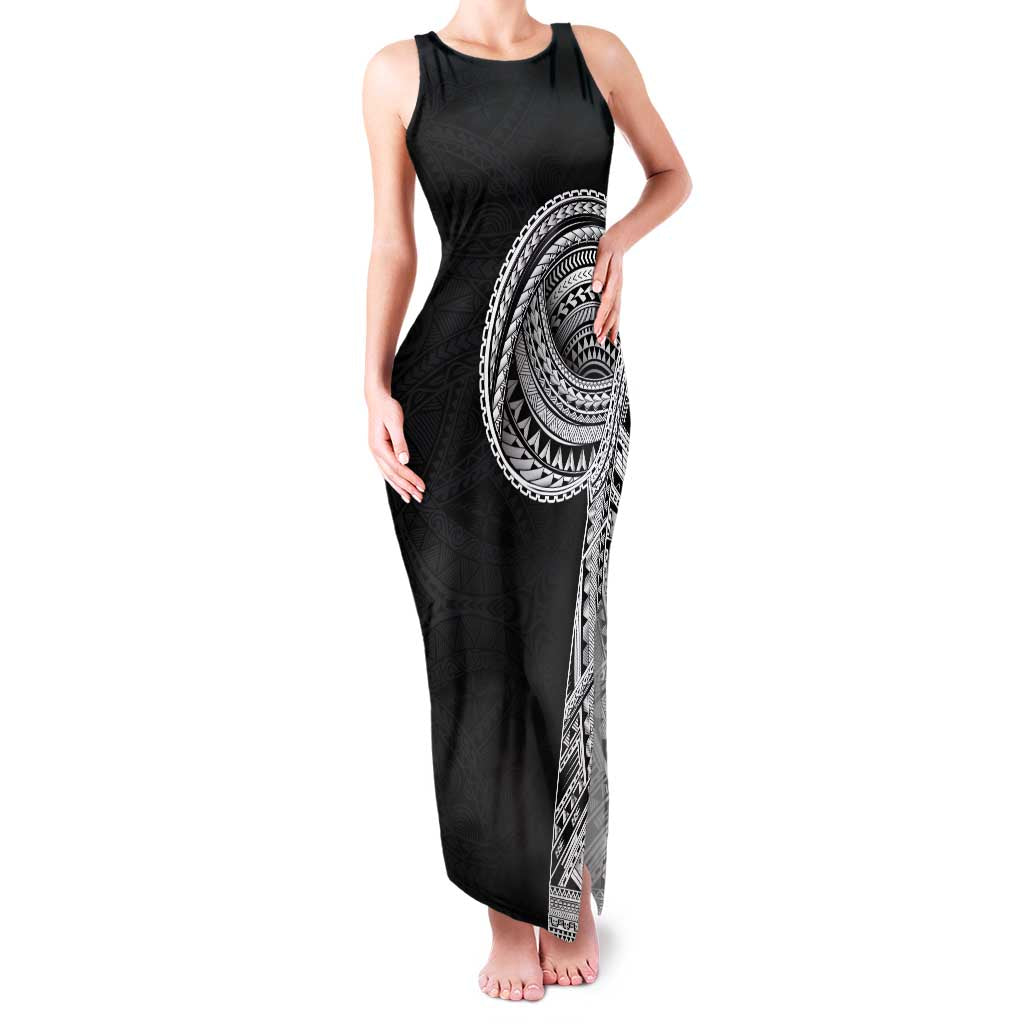 Samoan Art Tattoo Polynesian Pattern Family Matching Tank Maxi Dress and Hawaiian Shirt LT03 Mom's Dress Black - Polynesian Pride