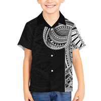 Samoan Art Tattoo Polynesian Pattern Family Matching Tank Maxi Dress and Hawaiian Shirt LT03 Son's Shirt Black - Polynesian Pride