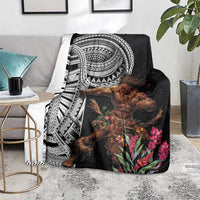 Samoan Warrior Art Tattoo Blanket Polynesian Pattern and Teuila