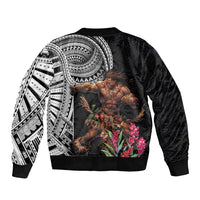 Samoan Warrior Art Tattoo Bomber Jacket Polynesian Pattern and Teuila