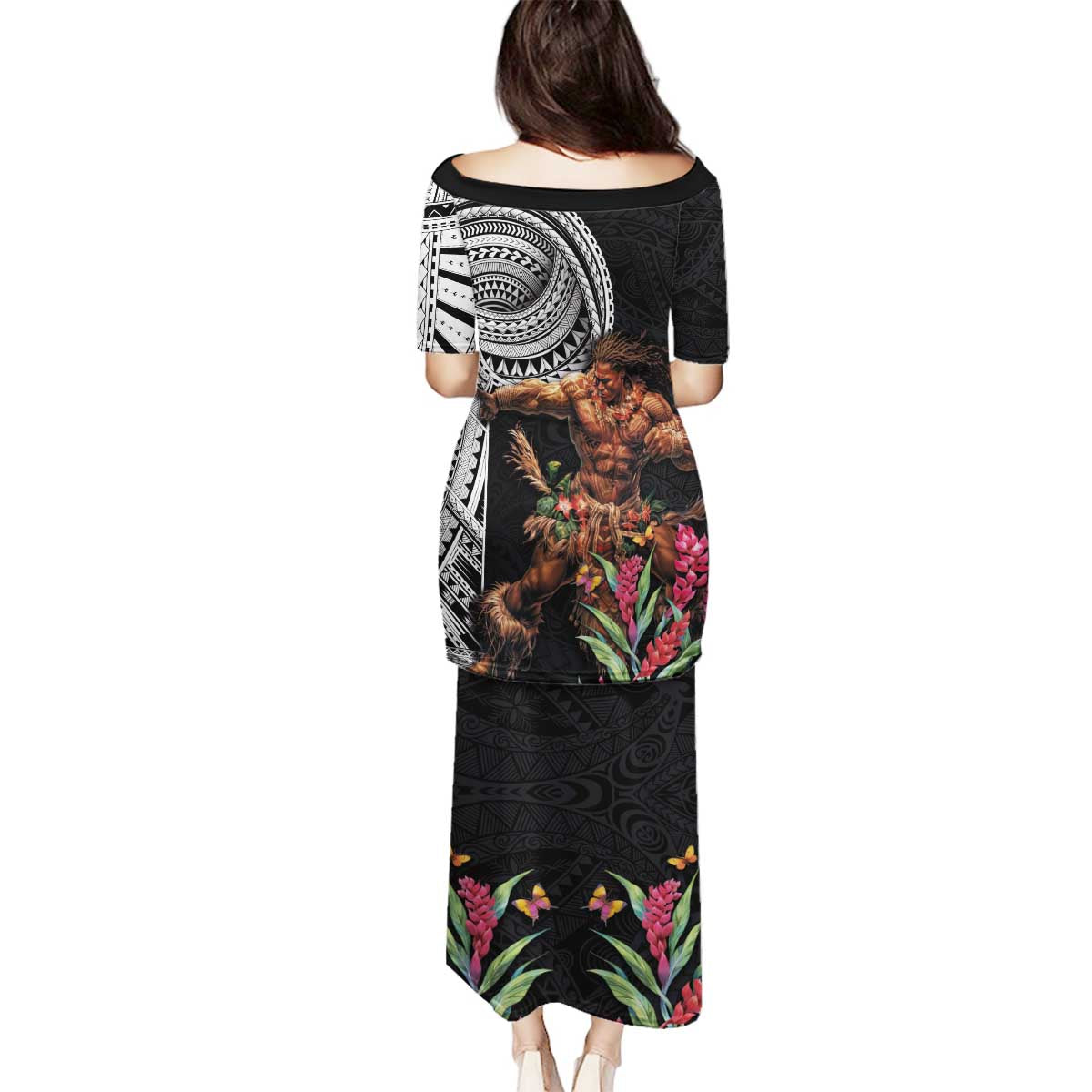 Samoan Warrior Art Tattoo Family Matching Puletasi and Hawaiian Shirt Polynesian Pattern and Teuila LT03 - Polynesian Pride
