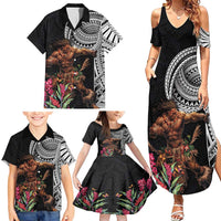 Samoan Warrior Art Tattoo Family Matching Summer Maxi Dress and Hawaiian Shirt Polynesian Pattern and Teuila LT03 - Polynesian Pride