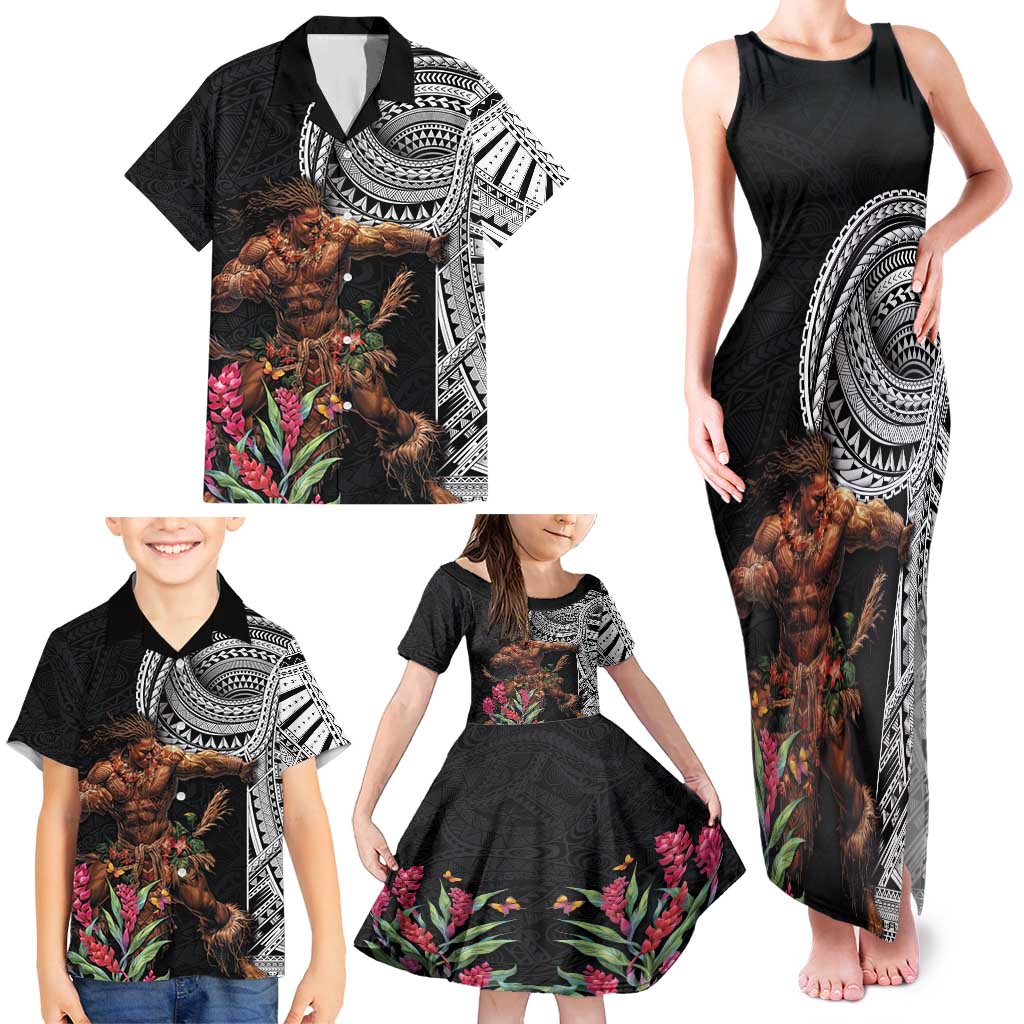 Samoan Warrior Art Tattoo Family Matching Tank Maxi Dress and Hawaiian Shirt Polynesian Pattern and Teuila LT03 - Polynesian Pride