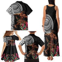 Samoan Warrior Art Tattoo Family Matching Tank Maxi Dress and Hawaiian Shirt Polynesian Pattern and Teuila LT03 - Polynesian Pride