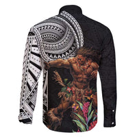 Samoan Warrior Art Tattoo Family Matching Tank Maxi Dress and Hawaiian Shirt Polynesian Pattern and Teuila LT03 - Polynesian Pride