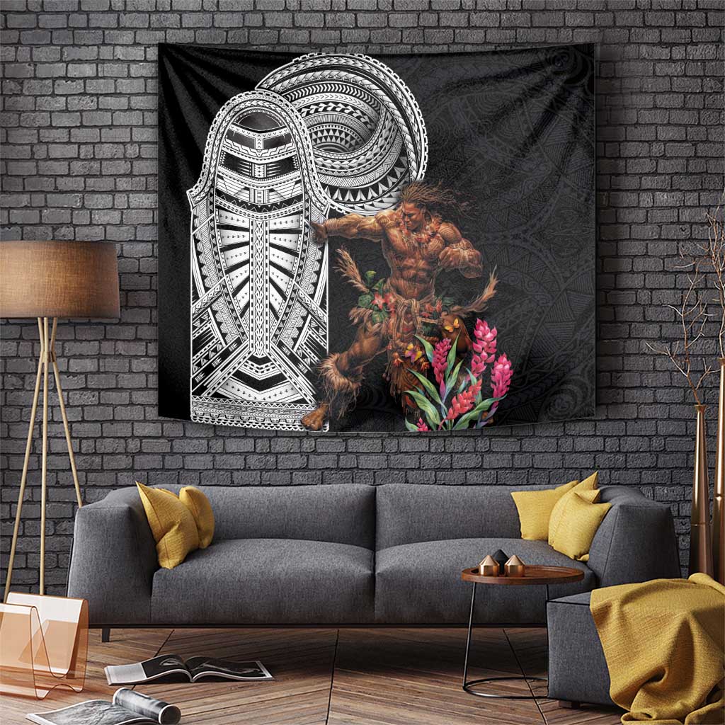 Samoan Warrior Art Tattoo Tapestry Polynesian Pattern and Teuila