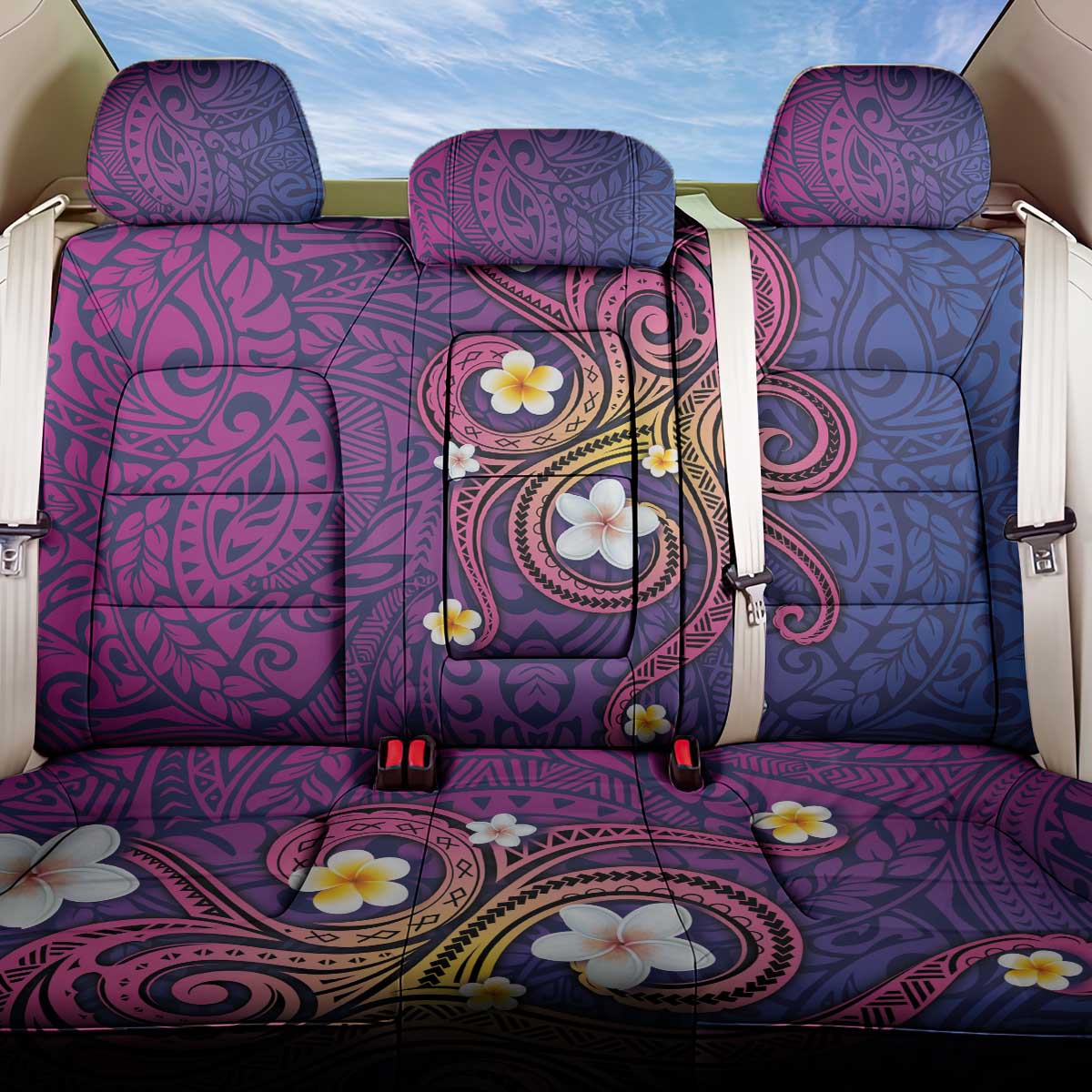 Hawaiian Octopus Tattoo and Frangipani Back Car Seat Cover LT03 One Size Purple - Polynesian Pride