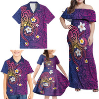 Hawaiian Octopus Tattoo and Frangipani Family Matching Off Shoulder Maxi Dress and Hawaiian Shirt LT03 - Polynesian Pride