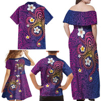 Hawaiian Octopus Tattoo and Frangipani Family Matching Off Shoulder Maxi Dress and Hawaiian Shirt LT03 - Polynesian Pride