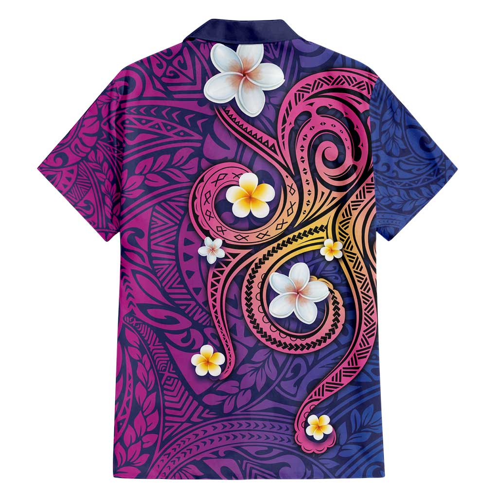 Hawaiian Octopus Tattoo and Frangipani Family Matching Off Shoulder Maxi Dress and Hawaiian Shirt LT03 - Polynesian Pride