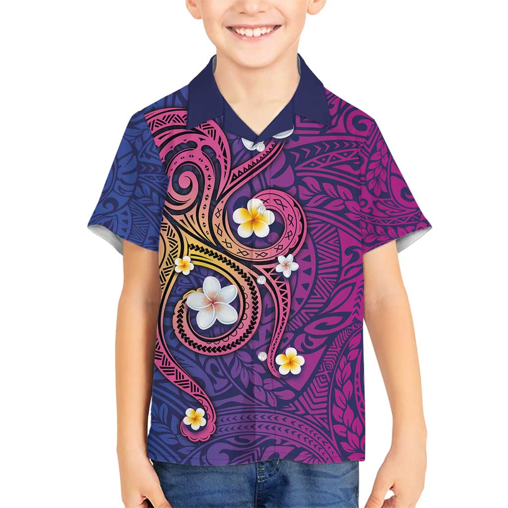 Hawaiian Octopus Tattoo and Frangipani Family Matching Off Shoulder Maxi Dress and Hawaiian Shirt LT03 Son's Shirt Purple - Polynesian Pride