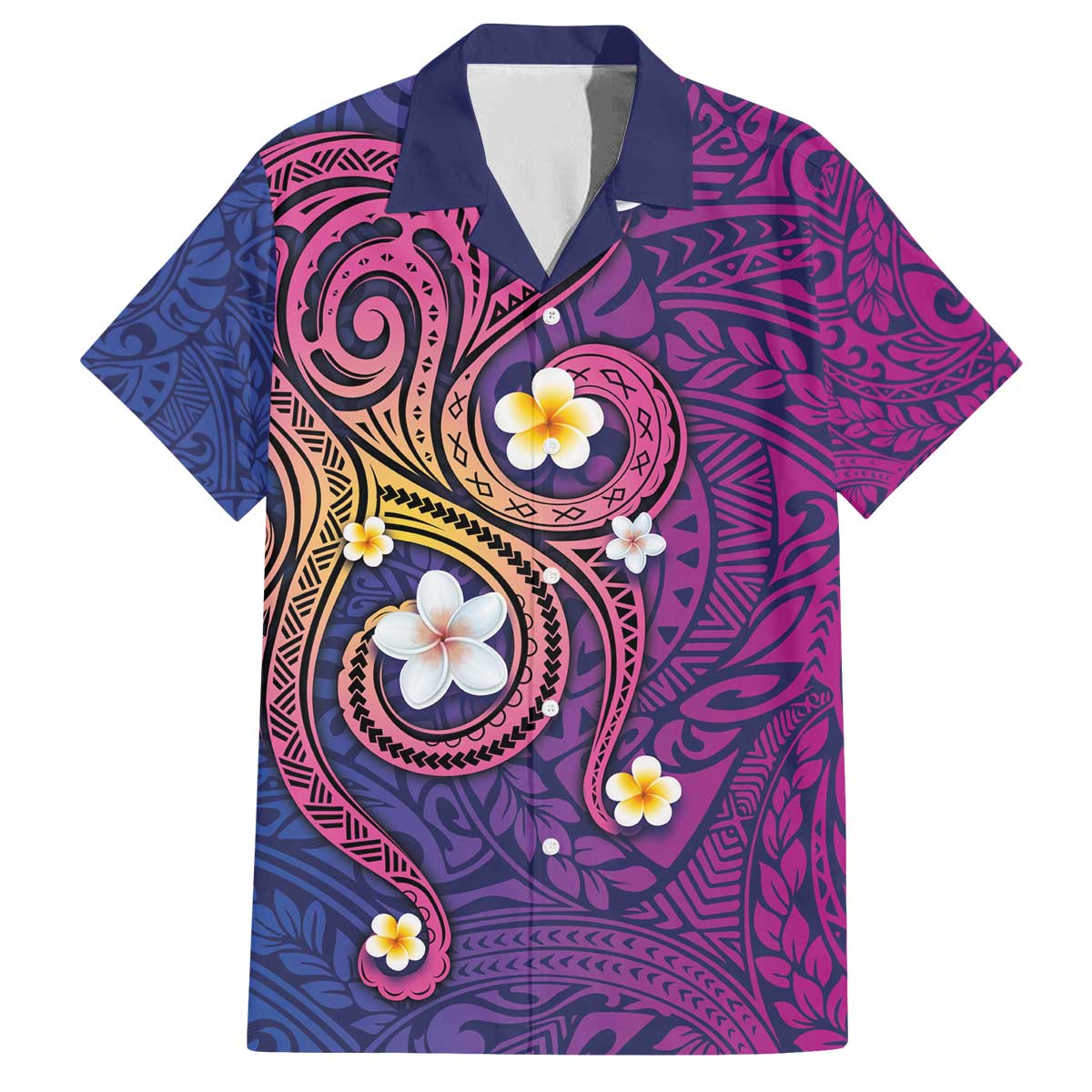 Hawaiian Octopus Tattoo and Frangipani Family Matching Puletasi and Hawaiian Shirt LT03 Dad's Shirt - Short Sleeve Purple - Polynesian Pride