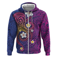 Hawaiian Octopus Tattoo and Frangipani Hoodie LT03 Zip Hoodie Purple - Polynesian Pride