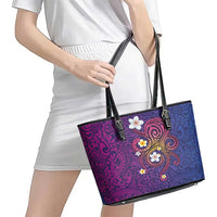 Hawaiian Octopus Tattoo and Frangipani Leather Tote Bag LT03 - Polynesian Pride