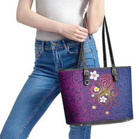 Hawaiian Octopus Tattoo and Frangipani Leather Tote Bag LT03 - Polynesian Pride