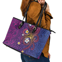 Hawaiian Octopus Tattoo and Frangipani Leather Tote Bag LT03 - Polynesian Pride