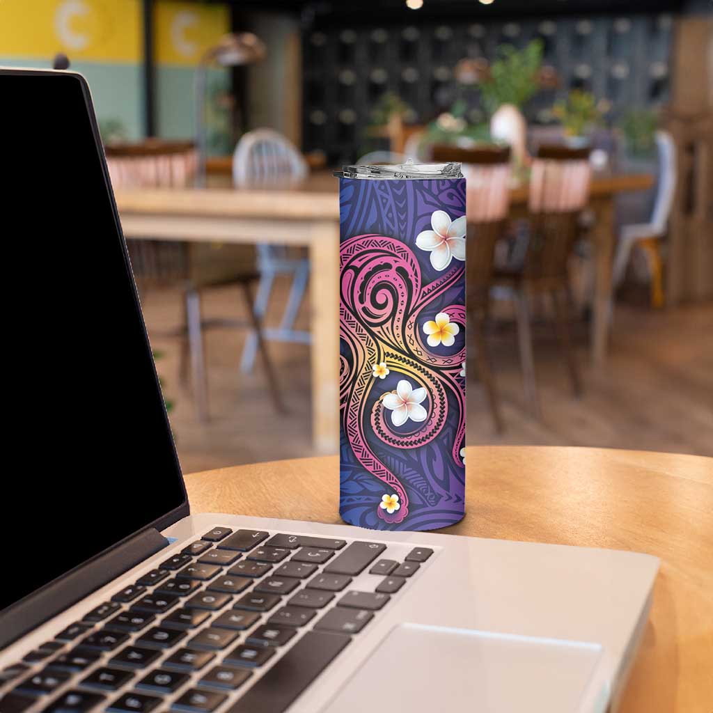 Hawaiian Octopus Tattoo and Frangipani Skinny Tumbler