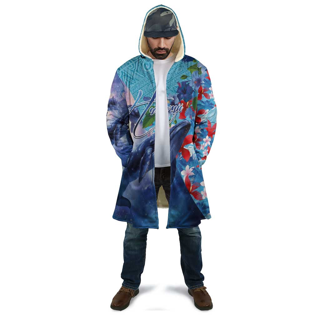 Hawaii Aloha Whales Cloak Hibiscus and Whales with Polynesian Pattern LT03 - Polynesian Pride