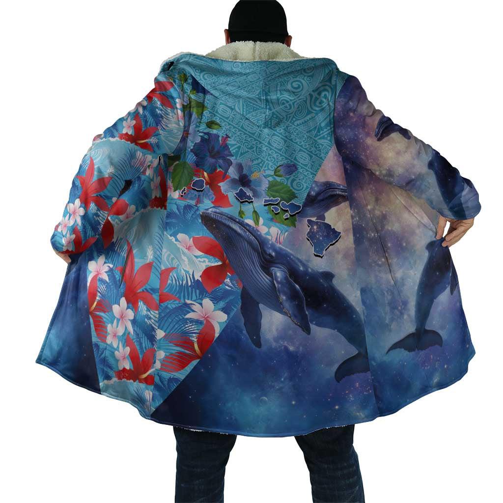 Hawaii Aloha Whales Cloak Hibiscus and Whales with Polynesian Pattern LT03 - Polynesian Pride