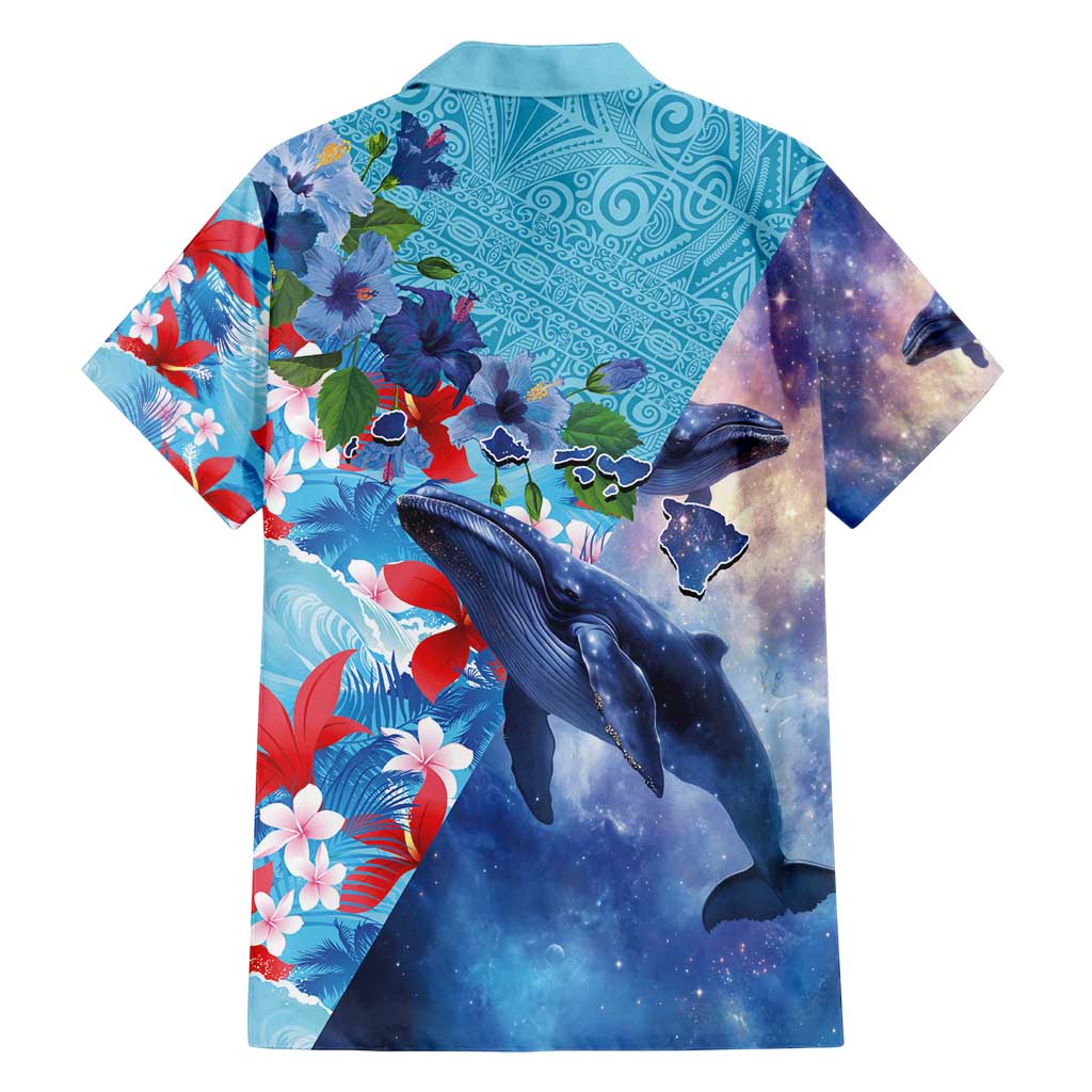 Hawaii Aloha Whales Family Matching Off Shoulder Short Dress and Hawaiian Shirt Hibiscus and Whales with Polynesian Pattern LT03 - Polynesian Pride