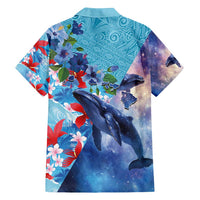 Hawaii Aloha Whales Family Matching Tank Maxi Dress and Hawaiian Shirt Hibiscus and Whales with Polynesian Pattern LT03 - Polynesian Pride