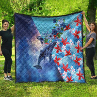 Hawaii Aloha Whales Quilt Hibiscus and Whales with Polynesian Pattern LT03 - Polynesian Pride