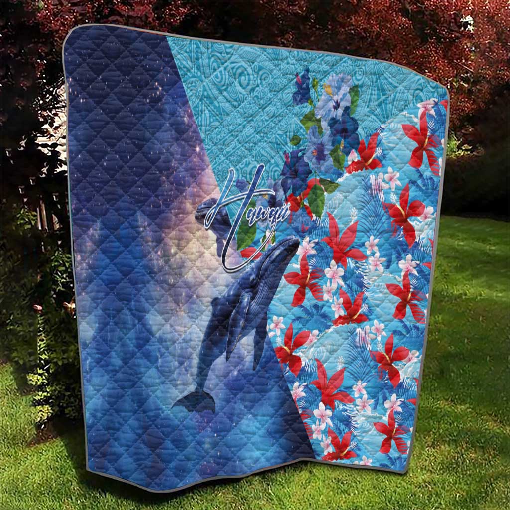 Hawaii Aloha Whales Quilt Hibiscus and Whales with Polynesian Pattern LT03 - Polynesian Pride