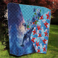 Hawaii Aloha Whales Quilt Hibiscus and Whales with Polynesian Pattern LT03 - Polynesian Pride