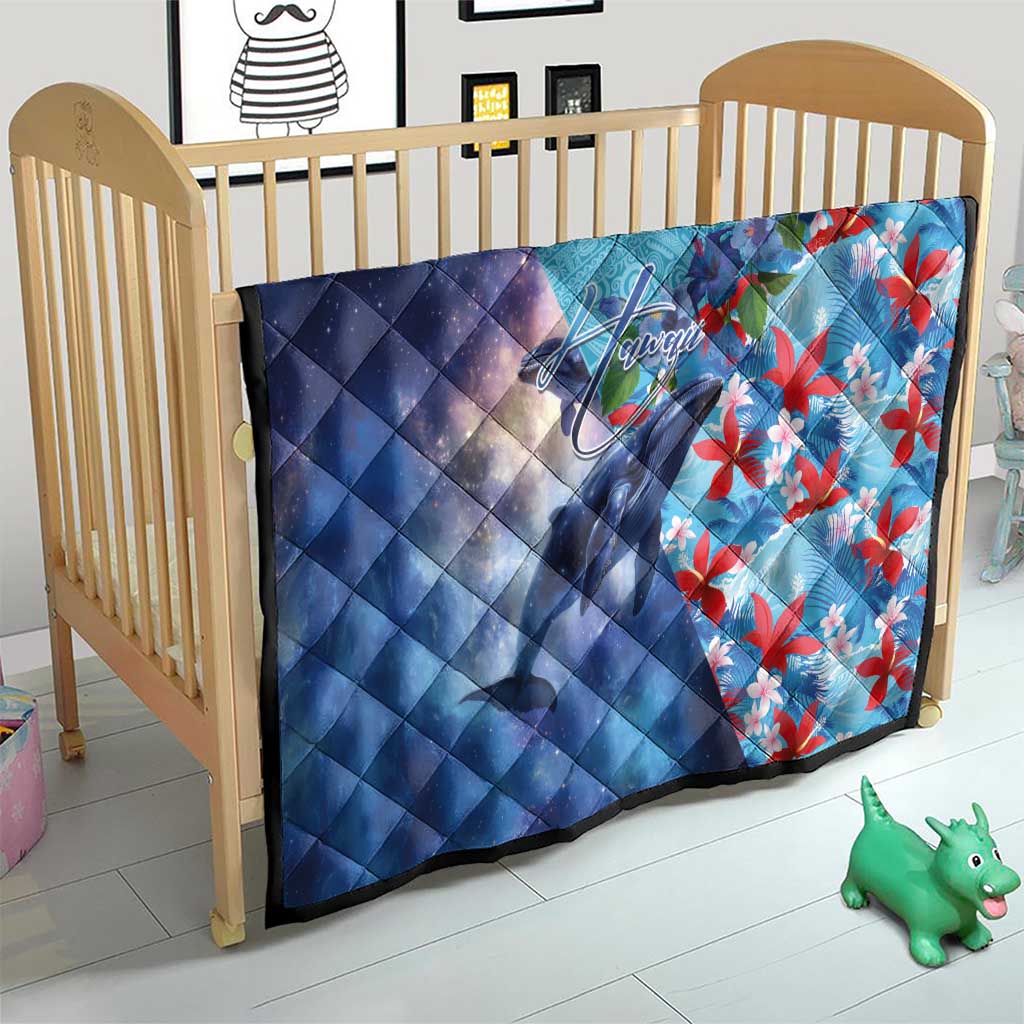 Hawaii Aloha Whales Quilt Hibiscus and Whales with Polynesian Pattern LT03 - Polynesian Pride