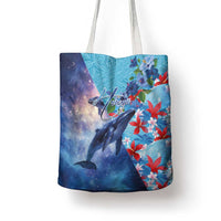 Hawaii Aloha Whales Tote Bag Hibiscus and Whales with Polynesian Pattern LT03 - Polynesian Pride