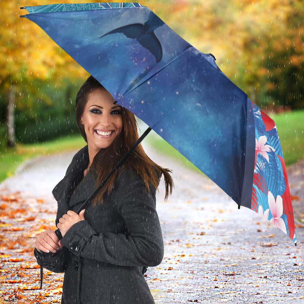 Hawaii Aloha Whales Umbrella Hibiscus and Whales with Polynesian Pattern LT03 - Polynesian Pride