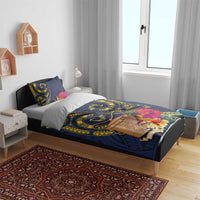 Tokelau Tokehega Day Bedding Set Coat of Arms with Polynesian Tattoo and Hibiscus LT03 - Polynesian Pride