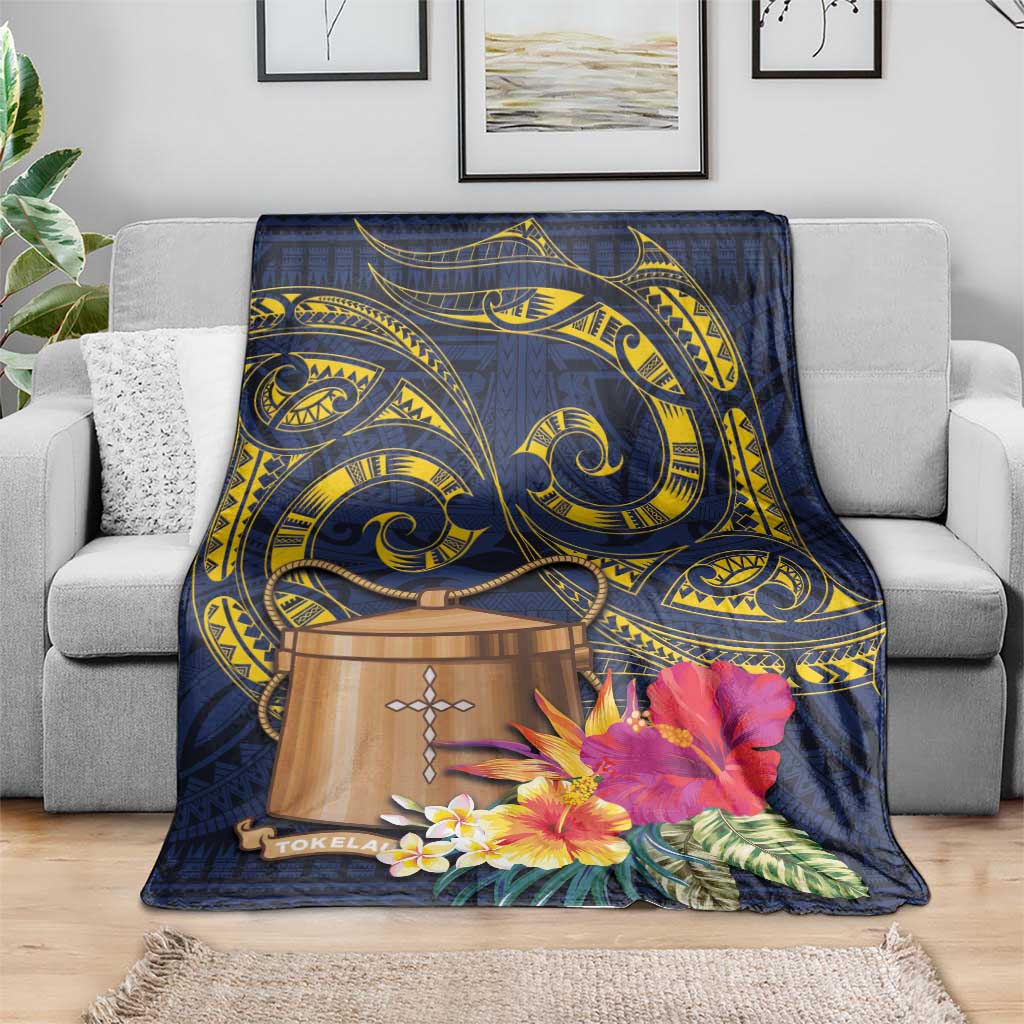 Tokelau Tokehega Day Blanket Coat of Arms with Polynesian Tattoo and Hibiscus LT03 - Polynesian Pride
